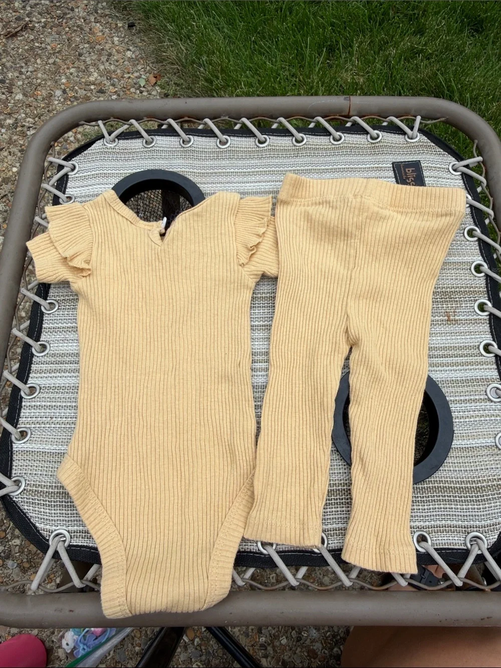 Disney Mustard Ribbed One-Piece & Leggings Set with Pooh Patch